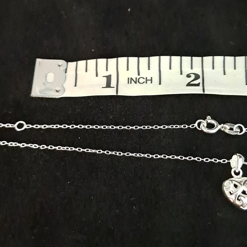 Sterling‎ Silver Curly Heart Necklace 17 Inches adjustable